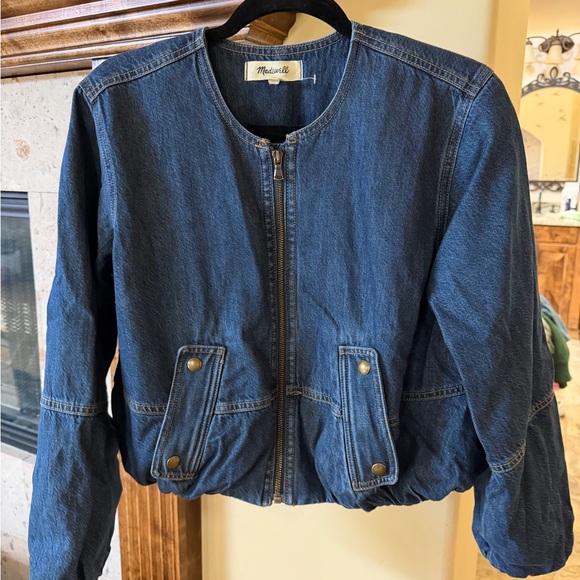 Madewell Blue Denim Women's balloon bomber jacket - Picture 2 of 7